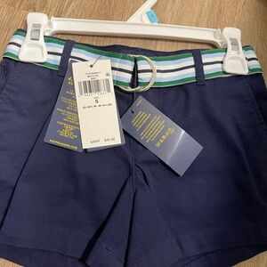 NEW KIDS POLO RALPH LAUREN NAVY BELTED STRETCH CHINO GIRL'S SHORTS SIZE 5